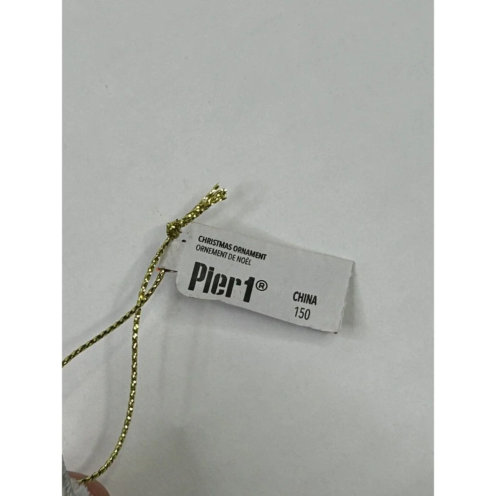 Pier 1 Imports Cat Christmas‎ Ornament Wearing A Santa Hat Multicolored NWT